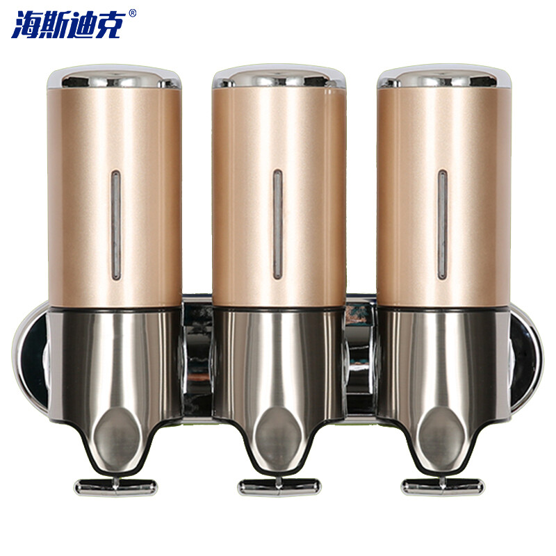 海斯迪克 HK-609 皂液器 壁挂式手动按压 酒店宾馆沐浴洗手用品 金色三杯
