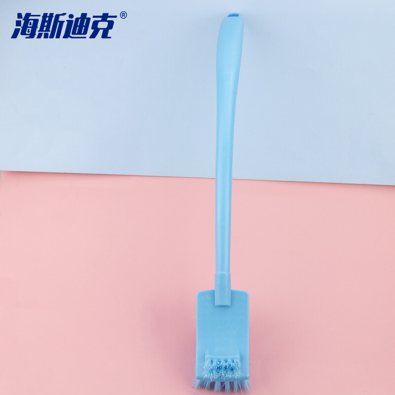 海斯迪克 HK-8035 加厚塑料长柄 双面去死角软毛清洁马桶刷 卫生间弯曲厕所刷子缝隙刷 颜色随机 1个