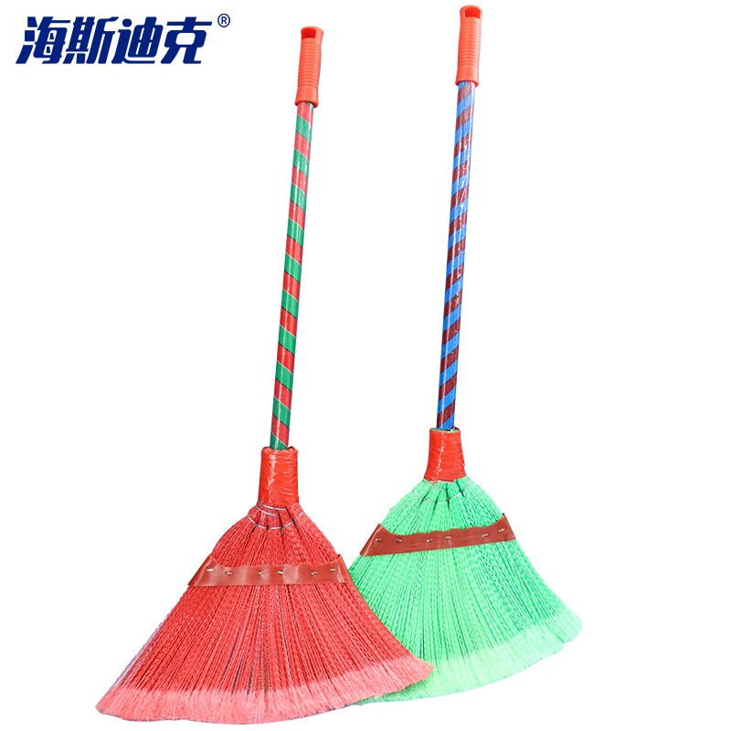 海斯迪克 HK-853 扫地笤帚 手工波纹丝硬毛PE材料扫把 B款硬枝波纹丝颜色随机(1把)