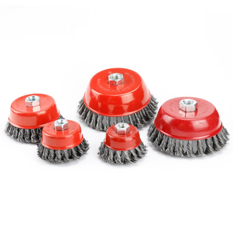 海斯迪克 HKL-12 扭丝碗型钢丝轮带螺帽角磨 打磨除锈盘型纽丝轮 除锈工具 4寸100mm(330克M14)