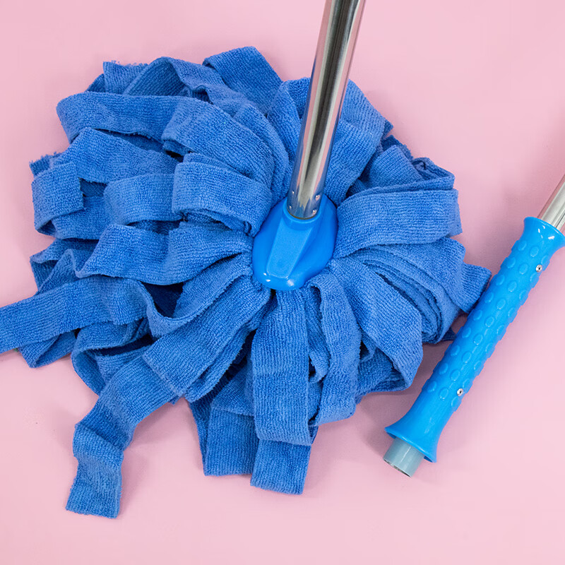 海斯迪克 HKLY-24 毛巾布拖把 不锈钢长杆 工厂吸水拖布 保洁工具 墩布吸水蓝色5个