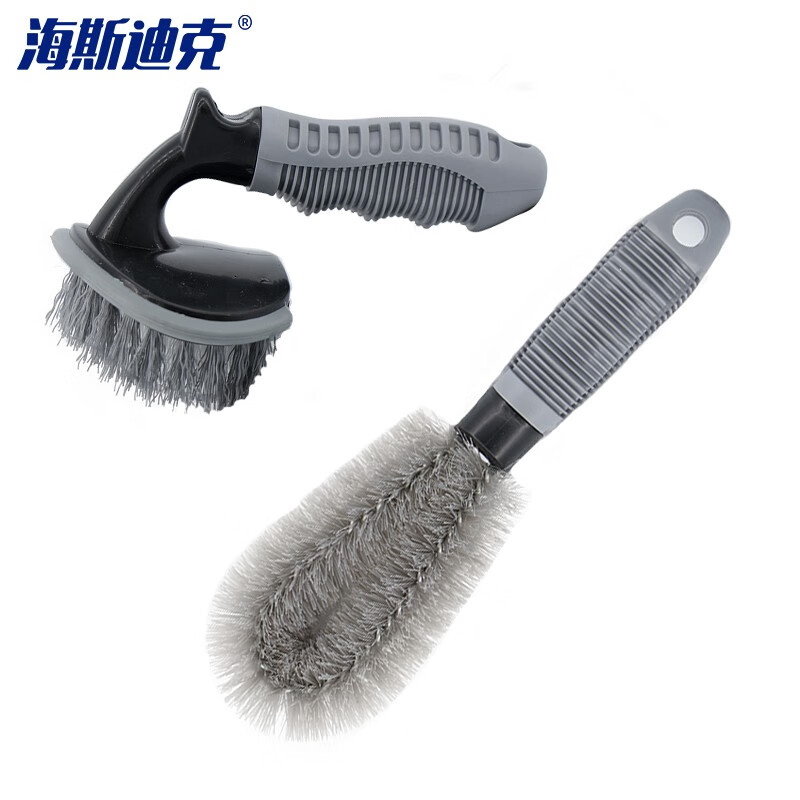 海斯迪克 HKQS-53 便携式汽车轮胎刷 软柄防滑手动清洁工具 T型刷+轮胎刷
