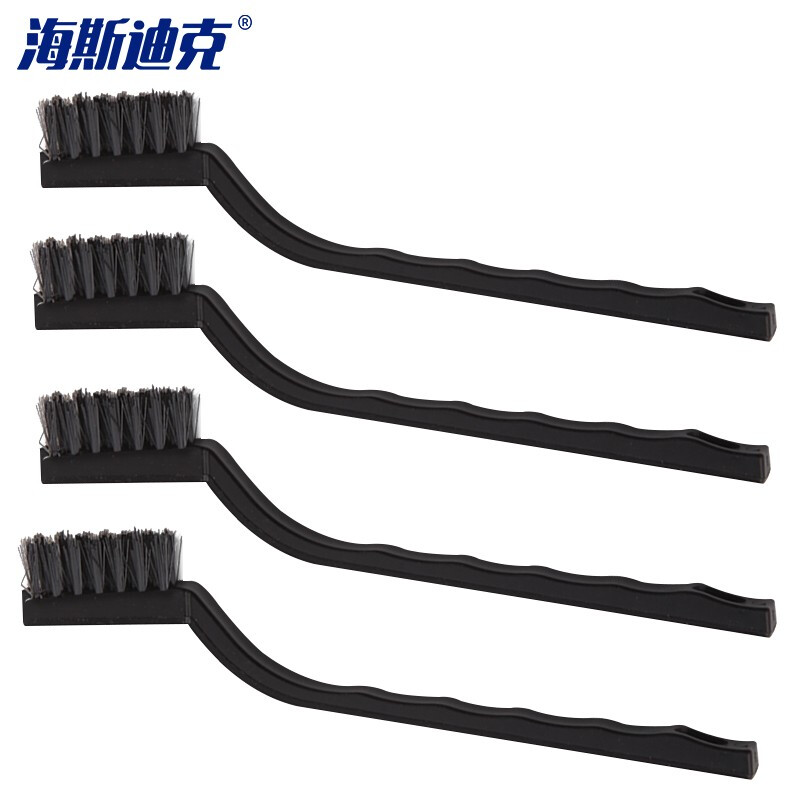 海斯迪克 HKW-91 7寸迷你清洁除锈工业钢丝牙刷 不锈钢丝尼龙丝文玩刷 黑色柄（尼龙牙刷10个）