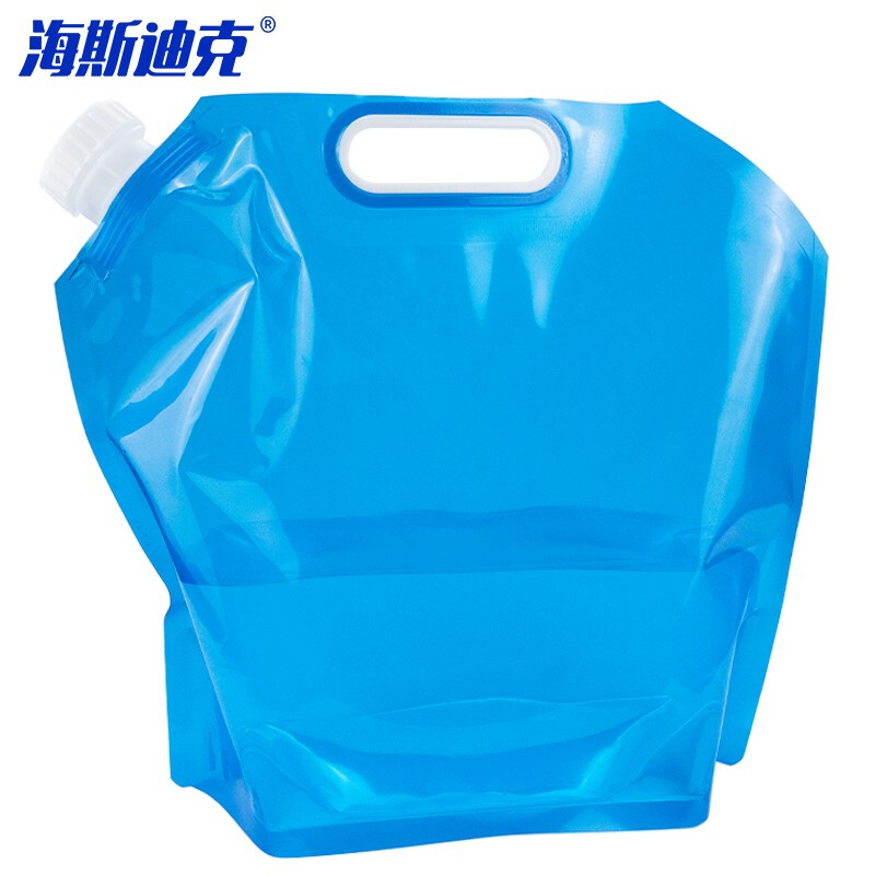 海斯迪克 HKY-164 便携式装水袋 塑料手提可折叠水箱 蓝色5L