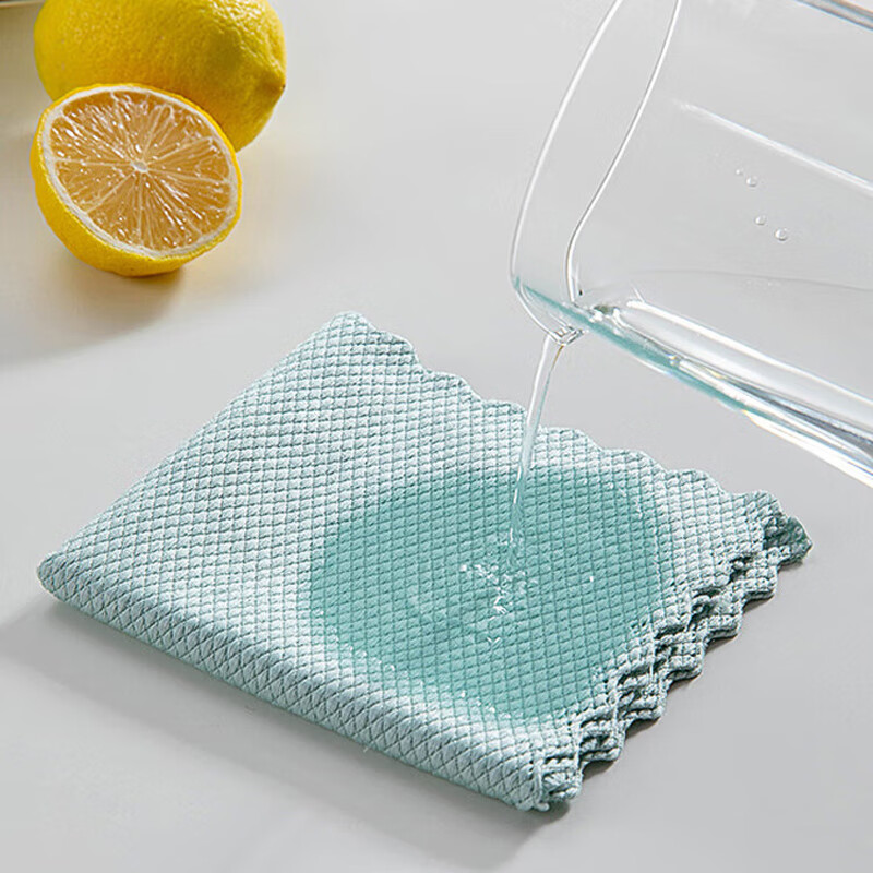 海斯迪克 HKY-272 加厚擦玻璃鱼鳞抹布 洗碗布吸水懒人百洁擦拭布 颜色随机5条