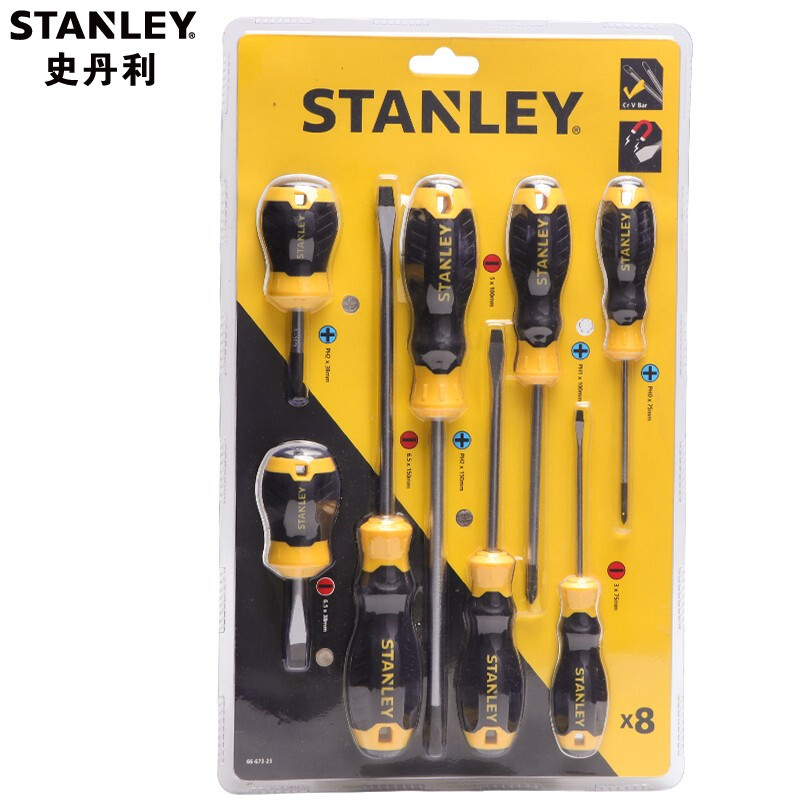 STANLEY/史丹利 8件B系列胶柄一十字螺丝批 66-673-23