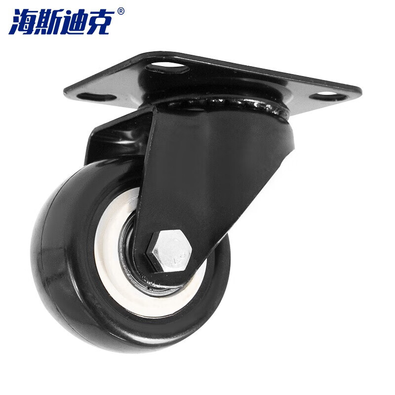 海斯迪克黑色金钻轮 PVC双轴承家具轮轱辘办公椅轻音脚轮HKsq-293 2寸 刹车轮
