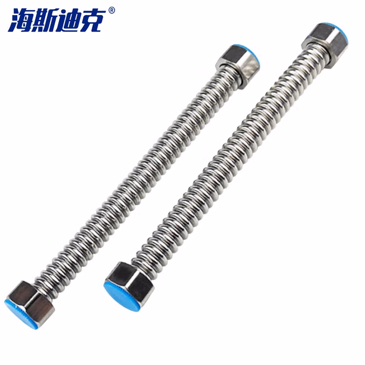 海斯迪克HKSY-118 304不锈钢进水软管 冷热防爆金属软管上水管波纹管(10条） 30cm 304管+304帽