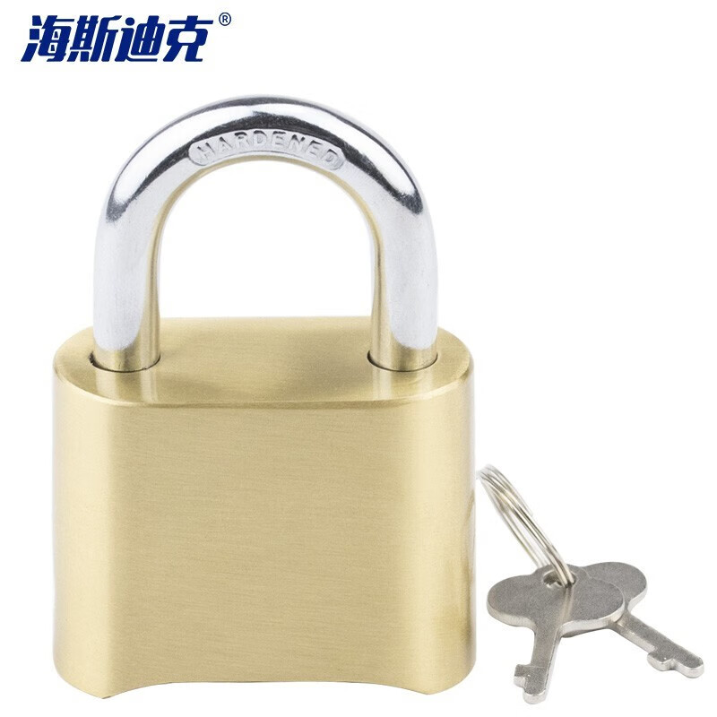 海斯迪克HKSY-110 黄铜密码挂锁 防雨大门底开锁梁锁钩密码锁 金色款
