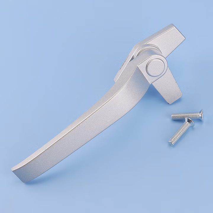 HYSTIC/海斯迪克 HKsq-150 窗户把手 38型锌合金单点平开窗执手 外开窗户7字窗锁 幕墙上悬窗拉手 银灰色左执手