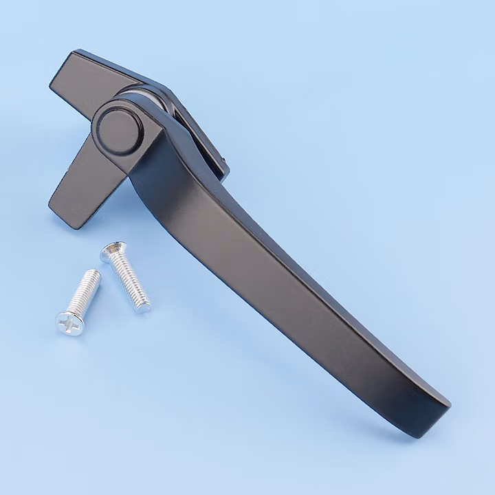 HYSTIC/海斯迪克 HKsq-150 窗户把手 38型锌合金单点平开窗执手 外开窗户7字窗锁 幕墙上悬窗拉手 黑色右执手