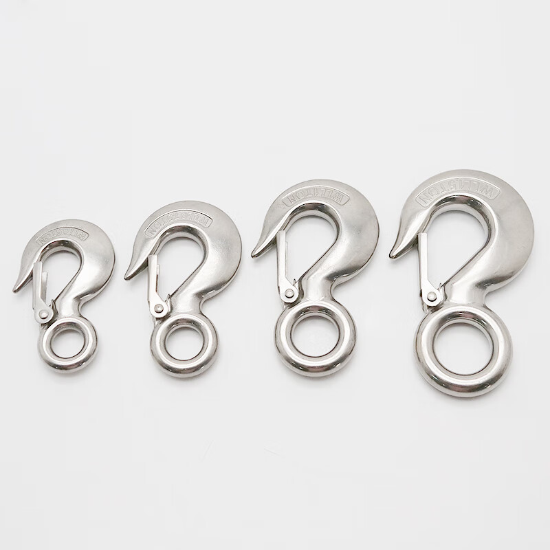 HYSTIC/海斯迪克 HKsq-15 304不锈钢眼型货钩 起重吊钩 防脱羊角滑钩 90mm