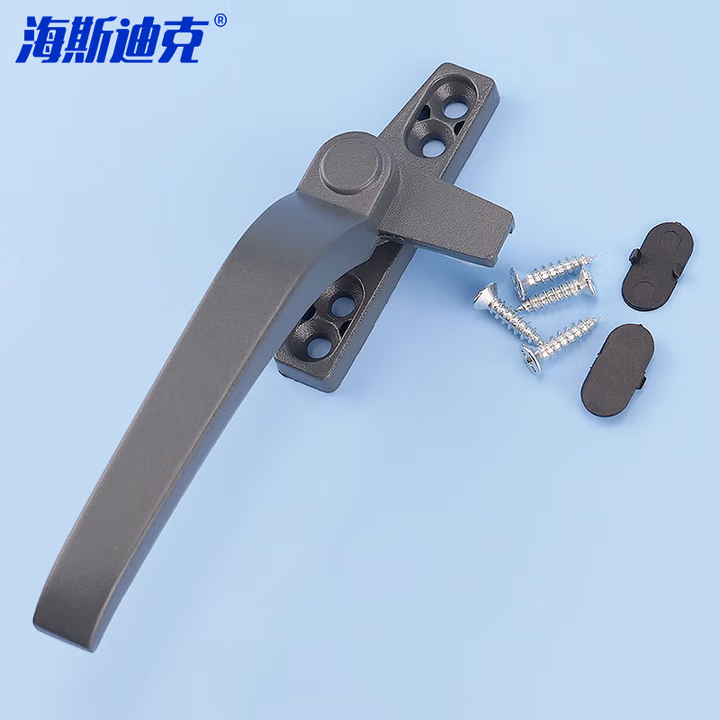 HYSTIC/海斯迪克 HKsq-149 窗户把手 50型锌合金单点平开窗执手 外开窗户7字窗锁 幕墙上悬窗拉手 深灰色左执手
