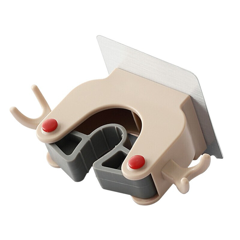 HYSTIC/海斯迪克 HKqy-85 免钉无痕拖把架 多功能收纳卫生间浴室壁挂扫把挂架拖把夹 单夹双侧挂钩(4个)颜色随机