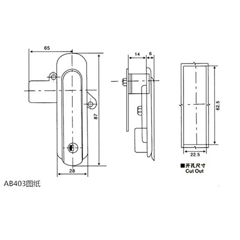 HYSTIC/海斯迪克 HKDP-31 配电箱锁 电柜门把锁 设备锁执手锁通信箱锁 403(亚光锌合金)
