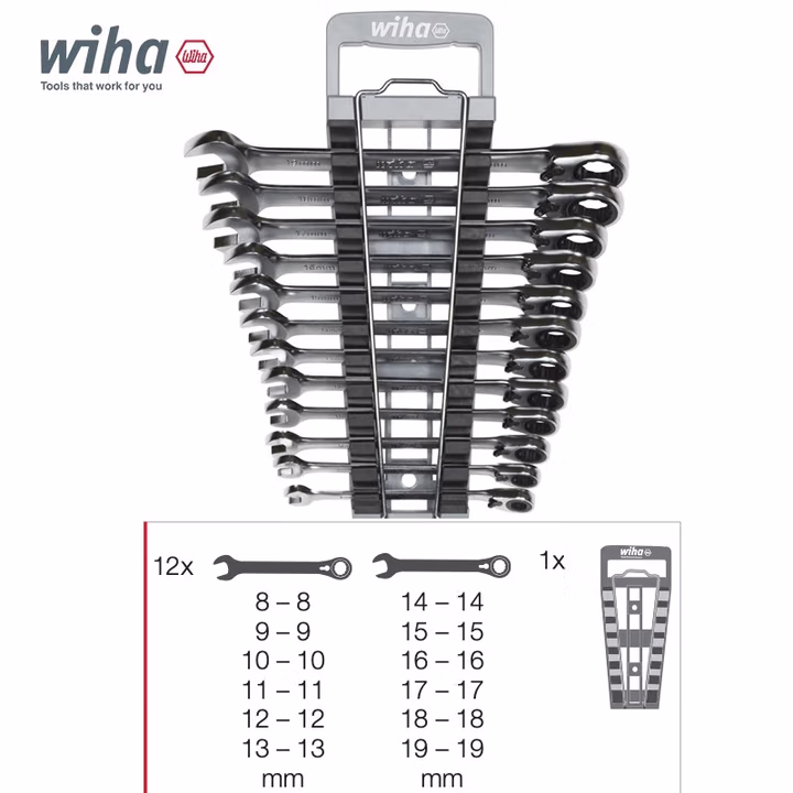 WIHA/威汉 梅开两用双向棘轮扳手12件套 44661