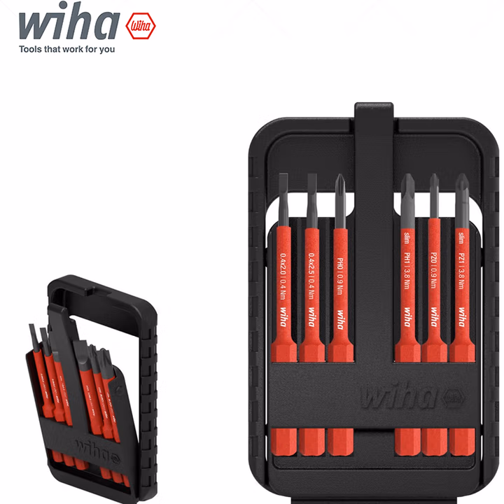 WIHA/威汉 slimBit电工绝缘细杆批头6件套 43160