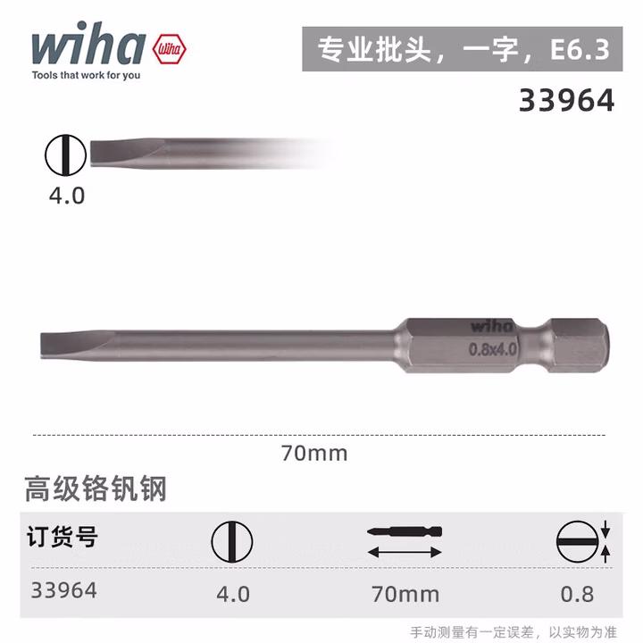 WIHA/威汉 专业批头 E6.3 33964