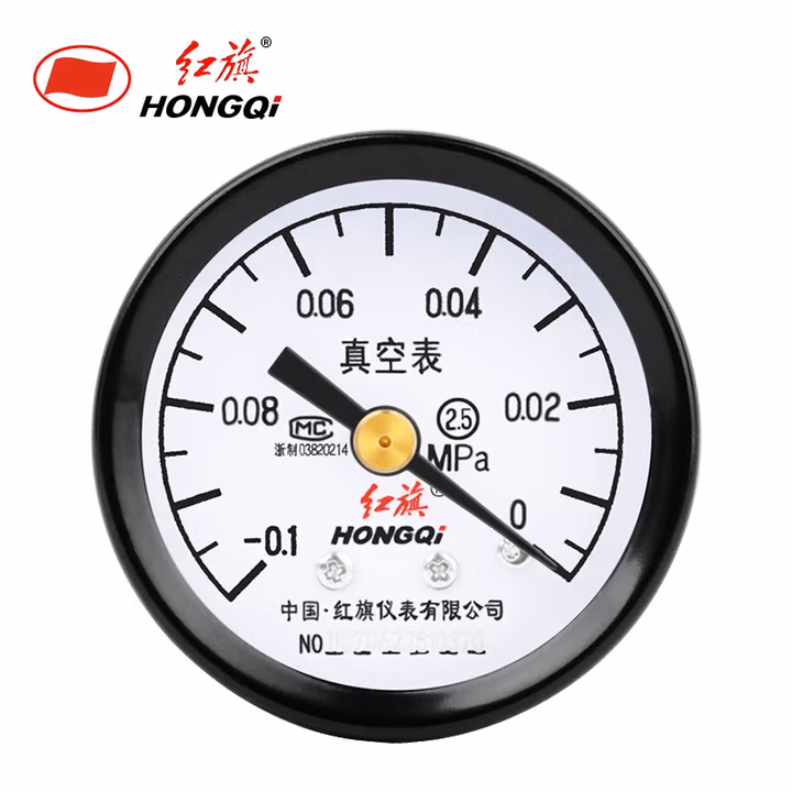 HONGQI/红旗 压力表 Y-40Z 碳钢＋铜,轴向不带边,M10*1,-0.1~0MPa