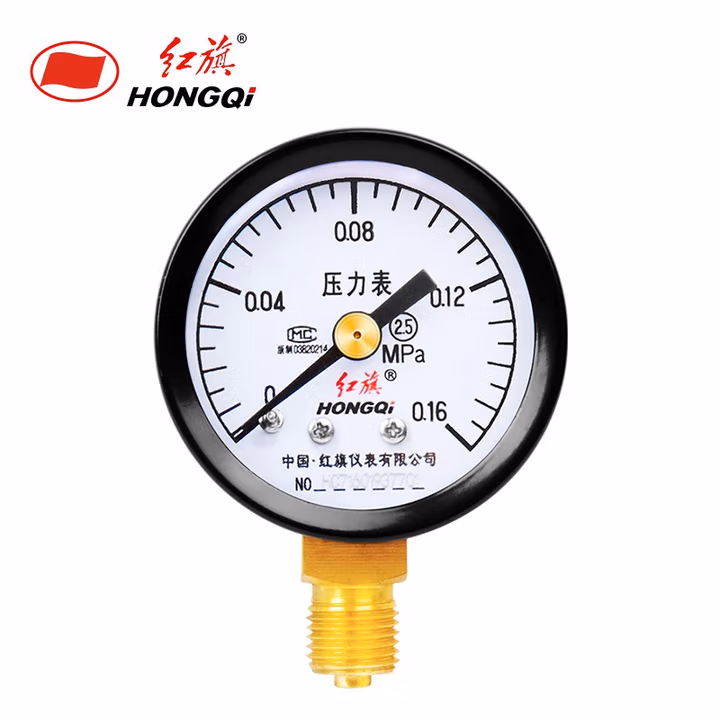 HONGQI/红旗 压力表 Y-40 碳钢＋铜,径向不带边,M10*1,0~25MPa