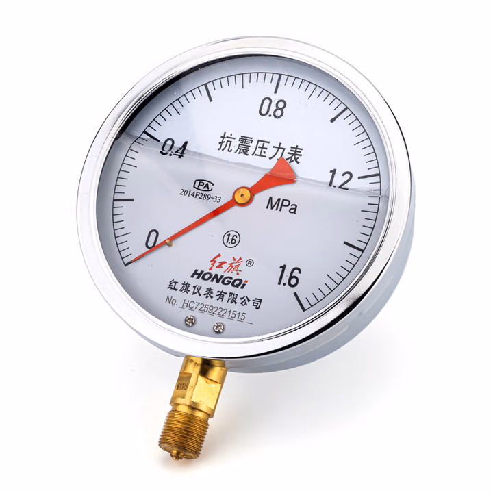 HONGQI/红旗 耐震压力表 YTN-150 碳钢＋铜,径向不带边,M20×1.5,0~10MPa
