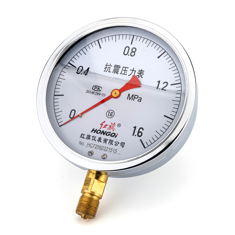 HONGQI/红旗 耐震压力表 YTN-150 碳钢＋铜,径向不带边,M20×1.5,0~0.6MPa