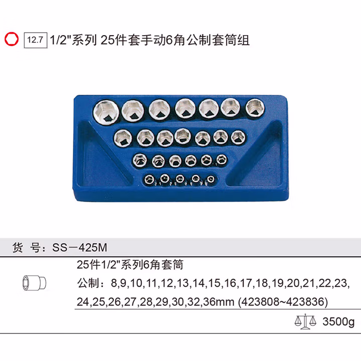 GENIUS/天赋 公制6角手动套筒组（25件套） SS-425M