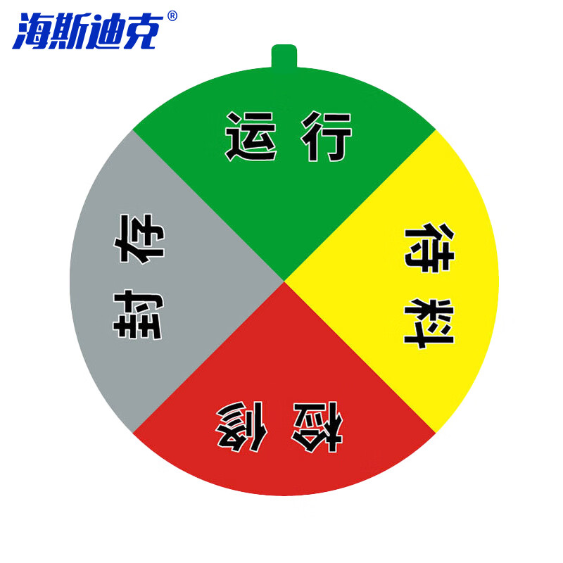 海斯迪克 HKL-1048 设备状态牌 亚克力转盘 红绿黄橙四色可选 四分区(封存 待料)10cm