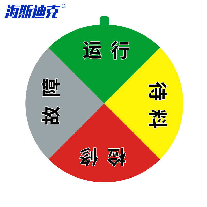 海斯迪克 HKL-1048 设备状态牌 亚克力转盘 红绿黄橙四色可选 四分区(故障 待料)10cm