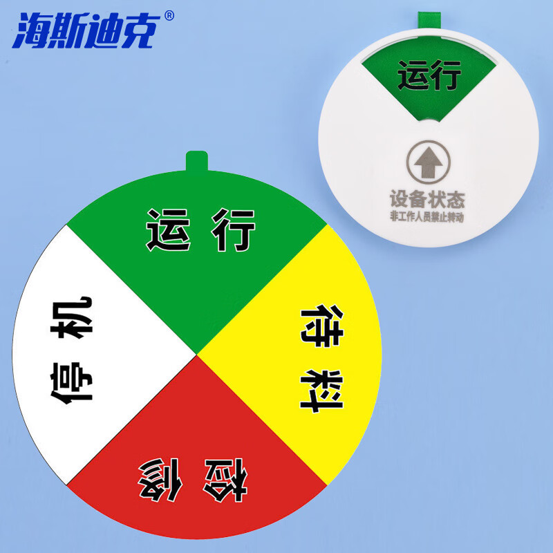 海斯迪克 HKL-1049 亚克力设备状态牌 圆形机器指示牌 白色 四分区(待机-待料)10cm
