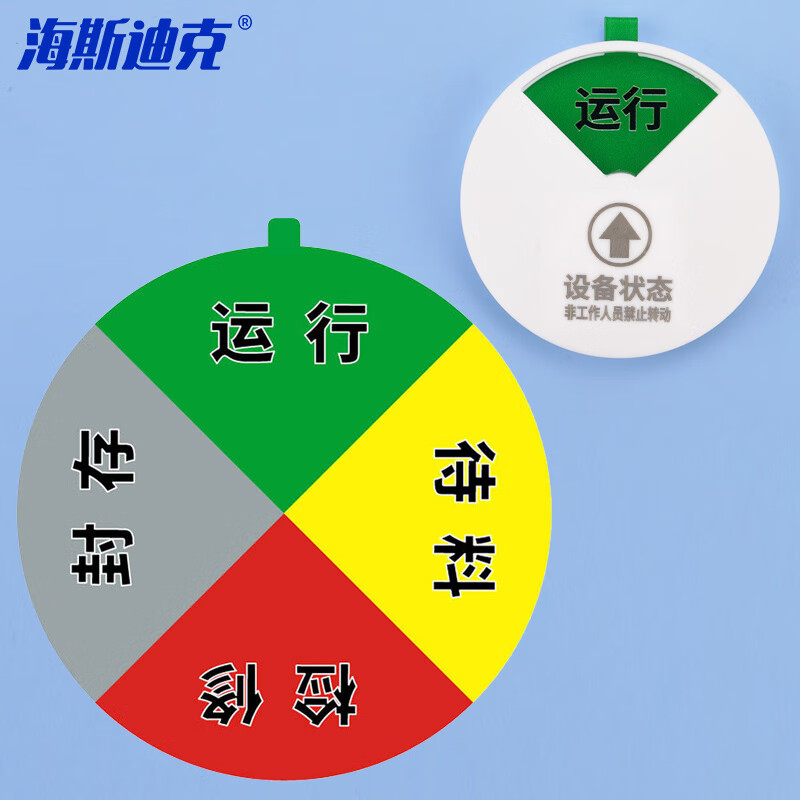 海斯迪克 HKL-223 亚克力设备状态牌圆形机器指示牌 白色 四分区(封存-待料)15cm