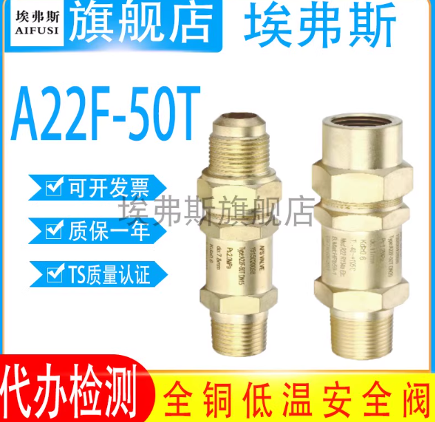 埃弗斯 低温安全阀 全铜安全阀A22F-50TDN10