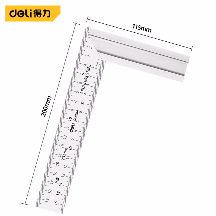 deli得力DL4034钢角尺200mm铝型材(银)(把)