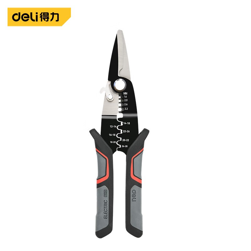 deli得力DL383012直嘴电工剪1.6-3.2mm(黑)(把)