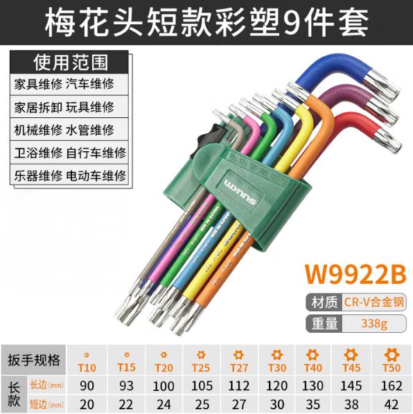 WYNNS/威力狮 平头内六角 公制中长 彩色9件套 S2 W9923