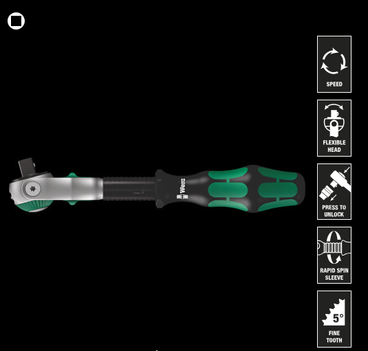 WERA/维拉 8000 B 棘轮扳手 3/8