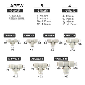 Airtac/亚德客 T型减径三通接头 APEW108