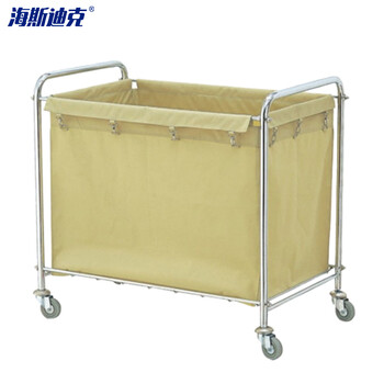 海斯迪克 HK-7015 不锈钢布草车 酒店脏布草回收车 长方形手推车清洁车 客房服务车 米色
