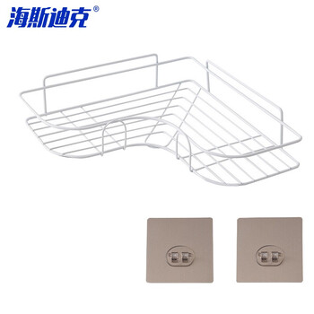 海斯迪克 HKhf-8 免打孔转角置物架 卫生间洗漱架 厕所吸壁式三角架 三角款 白色