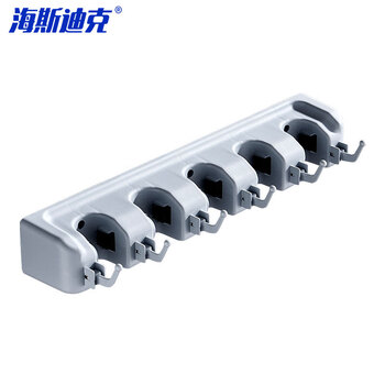 海斯迪克 HKyt-21 多功能魔术塑料拖把架 拖布架扫把沥水收纳挂架 5挂6勾灰色