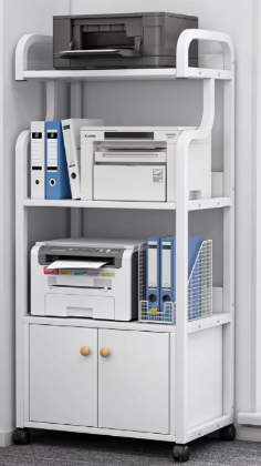 GC 打印机置物架 4层暖白带柜