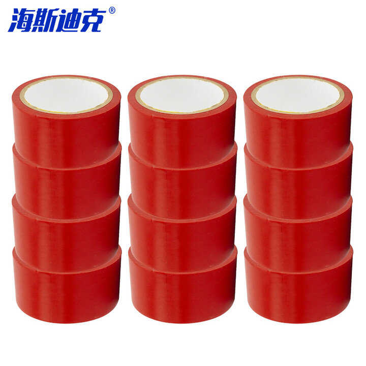 海斯迪克 HKL-261 警示胶带 地板胶带 PVC安全警戒车间划线胶带 红色4.8cm*16y 12卷装