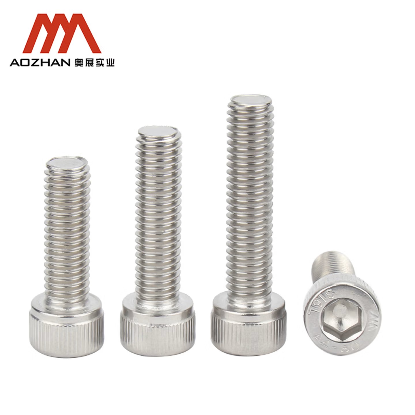 AOZ/奥展 不锈钢内六角圆柱头螺钉 DIN912 A4-80 316L 全牙 洗白 M20*140 千支
