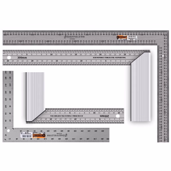 SHEFFIELD/钢盾 铝合金底座不锈钢角尺300mm S079008