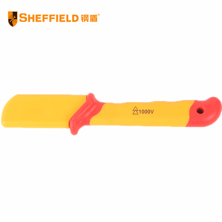 SHEFFIELD/钢盾 双色柄绝缘护套式钩镰型电缆刀38×155mm S150009