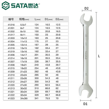 SATA/世达 全抛光双开口扳手13x15MM 41218