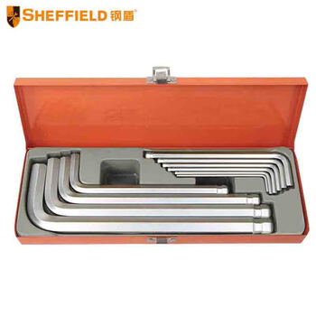 SHEFFIELD/钢盾 10件套公制加长球头内六角扳手（铁盒） S050026