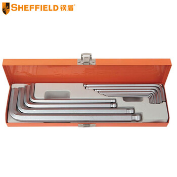 SHEFFIELD/钢盾 12件套公制加长球头内六角扳手（铁盒） S050024