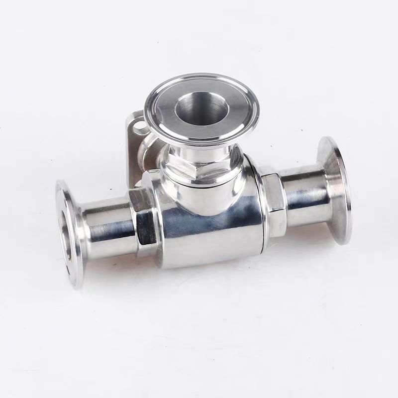 HONGKANG/宏康 324L高平台快装食品级带支架三通球阀 Q45F-16RL-DN100