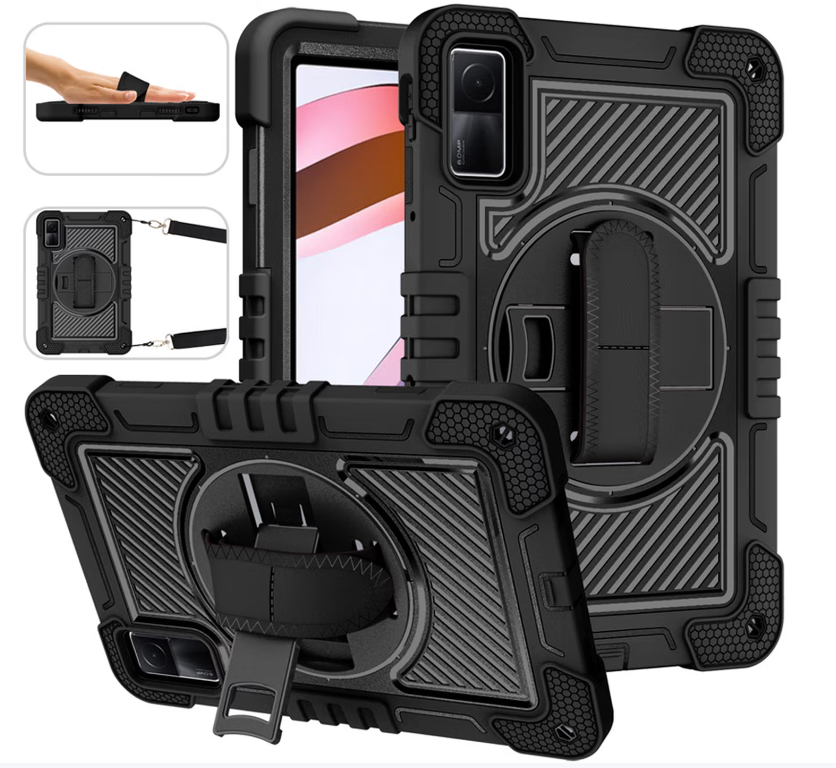 国产 平板保护壳 旋转款黑色+钢化膜